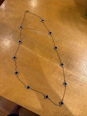 Black Clover Station Long Necklace - Women's gold Chain